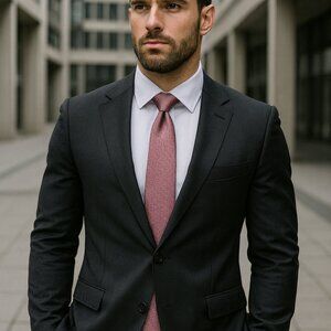 Ziggurat Hand Made 100% Imported Silk Purple Geometric‎ Tie Suit Artsy Necktie